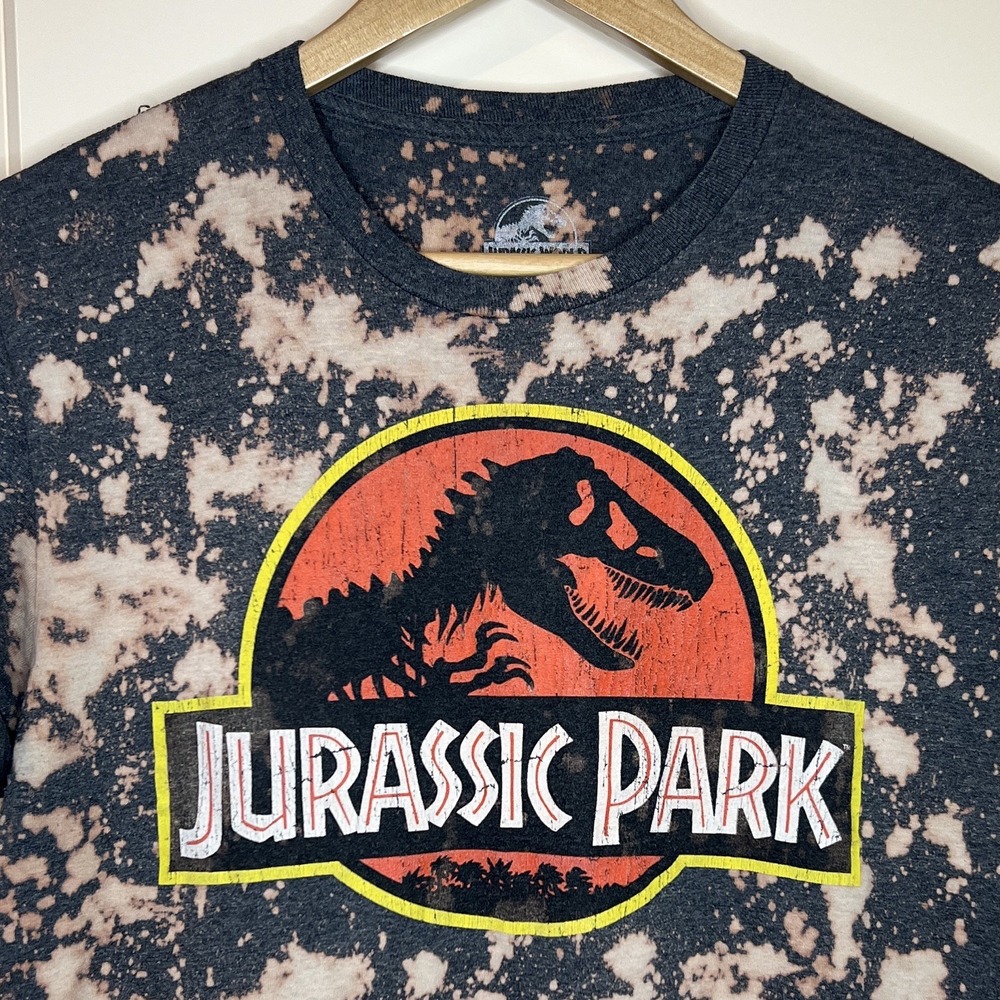 Jurassic World Bleach Splatter Rex Graphic Logo T-Shirt 50/50 M Women's